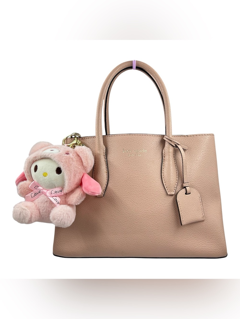 Kate Spade Pebbled Leather Blush Pink Purse Bag Satchel with Charm